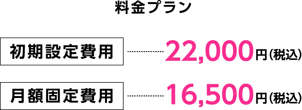 料金プラン 初期設定費用11,000円、月額固定費用 無料